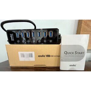 Atolla 7-Port USB 3.0 Hub With Individual Power Switches & Power Adapter